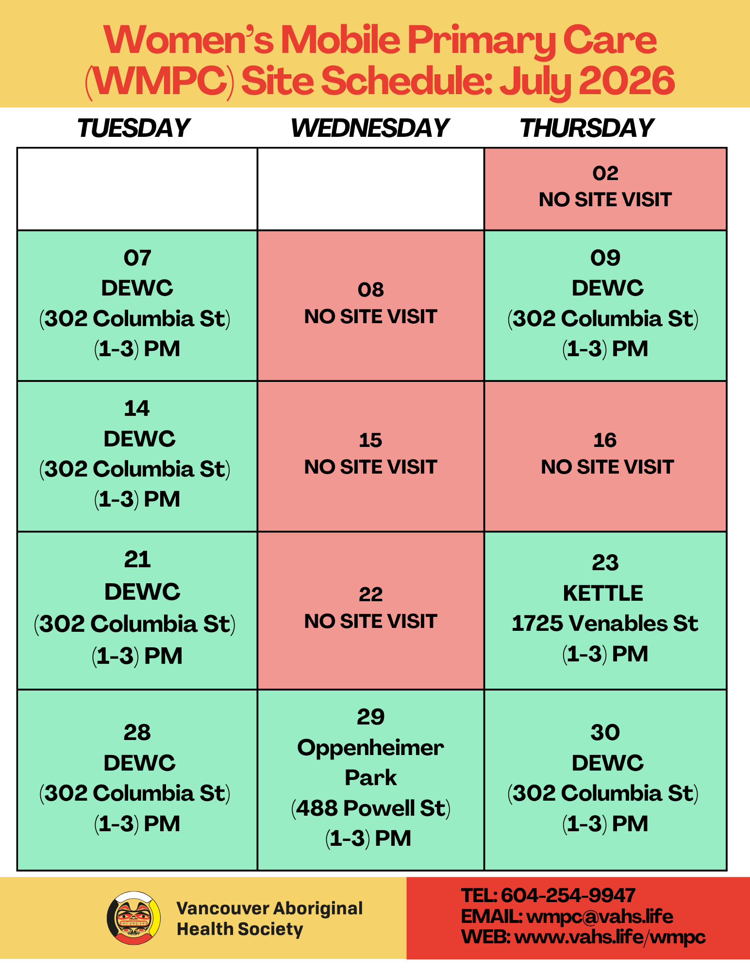 WMPC July Calendar